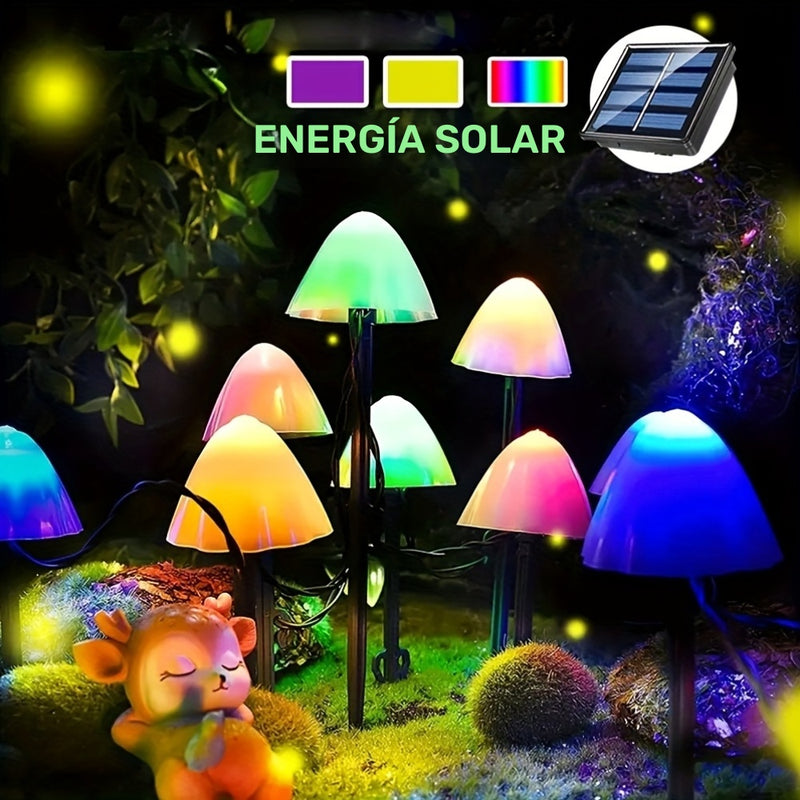 Juego de luces de hongos solares para decoración exterior, ideal para jardines, céspedes e iluminación de paisajes