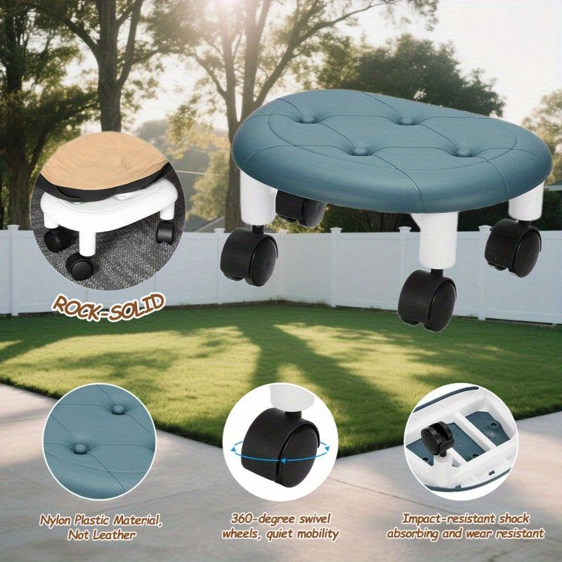 Taburete de cuatro ruedas, silla de equilibrio para sentarse y arrodillarse en todas las estaciones, taburete rodante para pedicura, escalón móvil bajo, ideal para hogar, oficina y limpieza del piso
