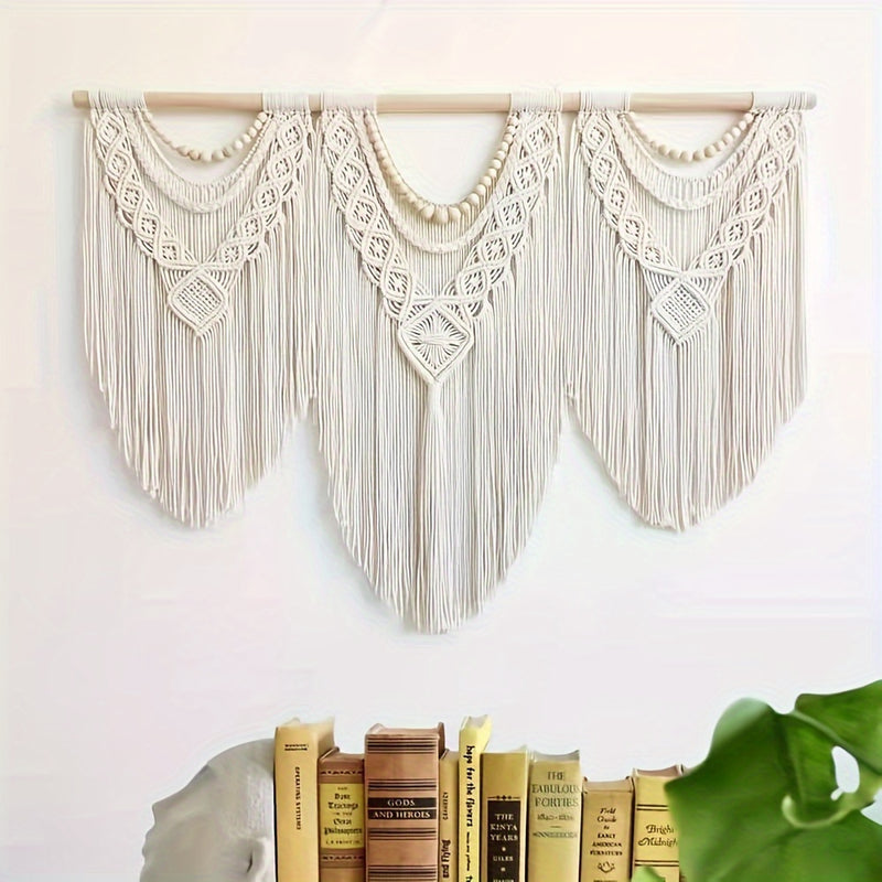 Tapiz bohemio con borlas grandes, decoración tejida a mano elegante para el hogar, dormitorio, sala de estar, bodas, fiestas de Halloween y Navidad