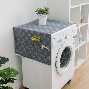 1 pieza, cubierta superior de lavadora y secadora, cubierta superior de lavadora, cubierta de polvo de refrigerador con 6 bolsas de almacenamiento laterales para el hogar y la cocina