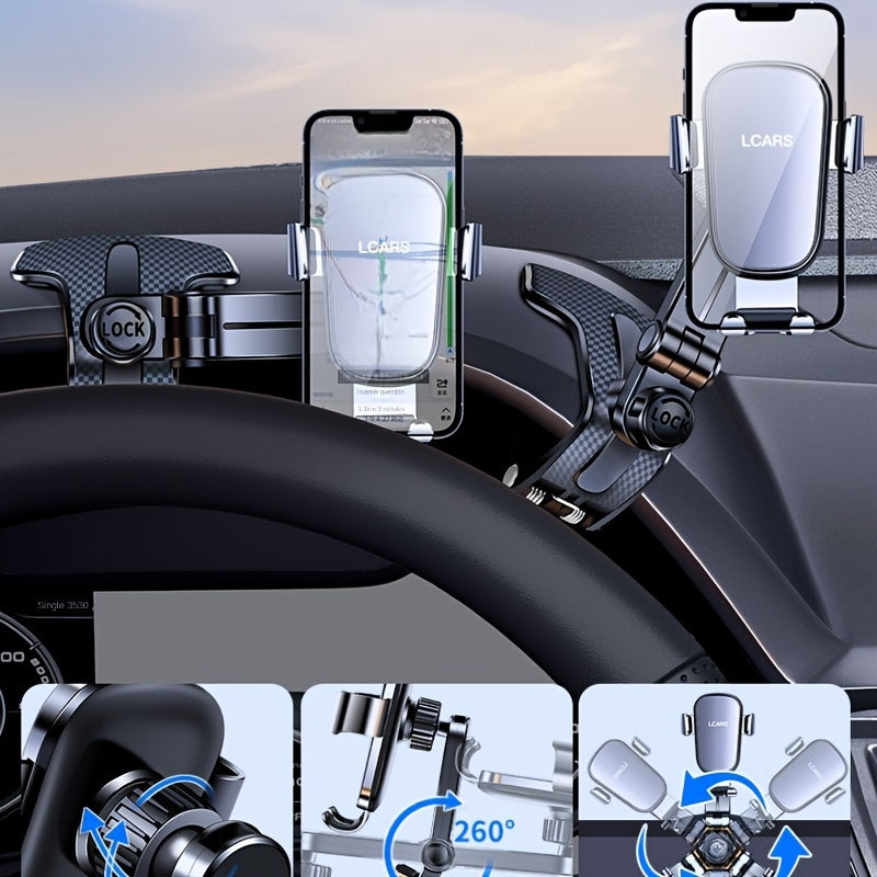 [Soporte Teléfono Auto Ajustable 360] Soporte de Teléfono para Auto Ajustable 360 Grados - Soporte de Teléfono para Tablero de Auto con Clip de Silicona Antideslizante [Estabilidad Multiángulo] Apto para Todos los Smartphones