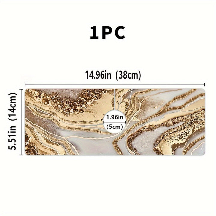 1PC, Tapete para Secar Platos de Tierra Diatomácea con Drenaje Rápido - Diseño Mármol Dorado, Alfombrilla para Grifo del Baño, Decoración para Encimera de Cocina y Baño, Adecuado para Uso Doméstico