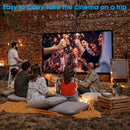Proyector Portátil de 72 Pulgadas - Pantalla Plegable HD 4K 16:9 con Tela Antiarrugas, Soportes en Esquinas y Cuerda Negra para Cine en Casa, Fiestas o Aula