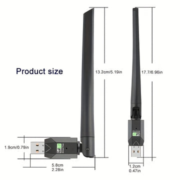 Adaptador de red inalámbrica WiFi de banda dual de 600Mhz USB, receptor externo de 2,4/5GHz para PC/Portátil/Escritorio, Plug-and-Play, Sin batería requerida, Adaptador WiFi para PC | Diseño USB elegante | Soporte de red de banda dual
