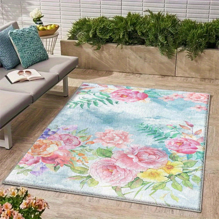 Alfombra de exterior de lujo de siete ciervos, suave, lavable a máquina, antideslizante, diseño geométrico abstracto moderno en beige y marrón, ideal para patio, camping y decoración de patio trasero, disponibles en varios tamaños, colchoneta de camping