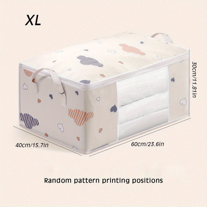 1 Unidad, Bolsa De Almacenamiento Para Guardarropa, Impresa, De Gran Capacidad, A Prueba De Polvo, Con Asas, Organizador De Armario Y Contenedor De Almacenamiento Para Ropa, Edredones, Juguetes, Solución De Almacenamiento Y Mudanza Familiar, Accesorios P