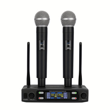 Sistema de micrófonos inalámbricos dual profesional LMBGM con receptor portátil - Conector XLR, control de volumen, ideal para karaoke en casa, presentaciones en vivo y regalos, micrófono inalámbrico portátil | Herramienta de audio versátil | Micrófono d
