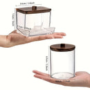 Conjunto de 3 piezas con porta palillos, porta bolígrafos, contenedor para baño, dispensador de cosméticos, recipiente transparente para organizar y almacenar con tapa de madera