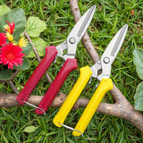 Tijeras de jardín de acero inoxidable - Diseño ergonómico, adecuadas para poda de macetas/florales, cuchillas dobles afiladas, no requiere batería, agarre cómodo antideslizante, fácil de usar sin esfuerzo con 1 piedra de afilado gratuita.