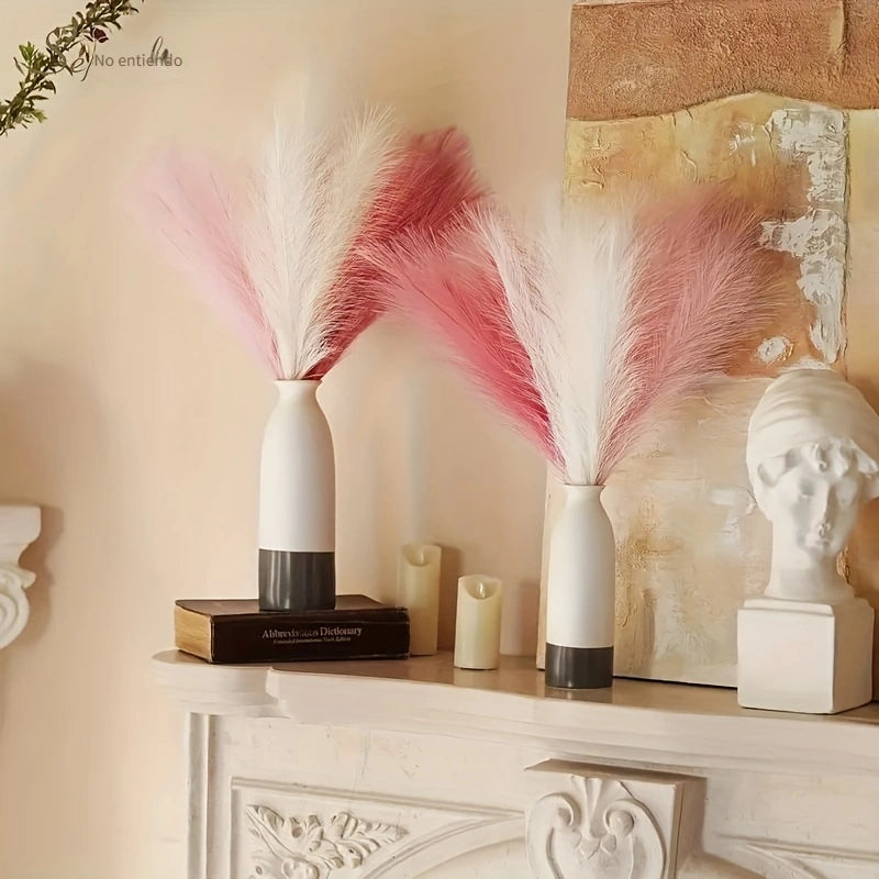 20pcs Hierba de Pampas Falsa - Caña Artificial Esponjosa para Decoración Boho en el Hogar, Bodas y Compromisos - Adorno Versátil para Mesas, Sin Contenedor Incluido