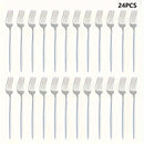 Juego de 24 piezas de tenedor de acero inoxidable con acabado pulido, disponible en colores dorado y plateado - Accesorios de cocina y comedor