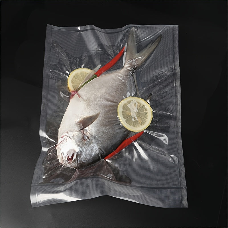 Bolsas de Almacenamiento de Alimentos Selladas al Vacío [Paquete de 5] - Diseño Texturizado en 5 Tamaños | Bolsas Congeladoras Extra Gruesas y Reutilizables para Carne, Verduras y Organización de Viajes | Sistema de Conservación Sin Aire | Esenciales par