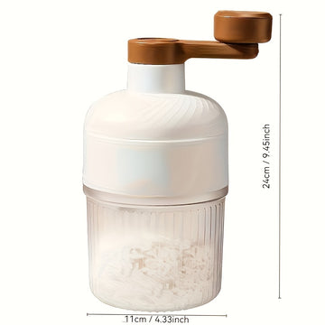 Trituradora y Afeitadora de Hielo Manual MOMMED - Fabricante de Hielo Manuales de Alta Resistencia para Hielo Pelado Esponjoso, Copos de Nieve y Hielo Triturado - Blanco con Mango Marrón, No Necesita Electricidad, Utensilio de Cocina | Diseño Elegante |