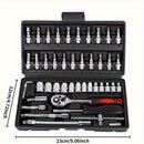 Juego de herramientas de reparación automotriz profesional, con llave de ratchet, cabeza de enchufe y destornillador, adecuado para reparación de automóviles, bicicletas y motocicletas, y juego de herramientas de jardinería negra para el hogar con caja d