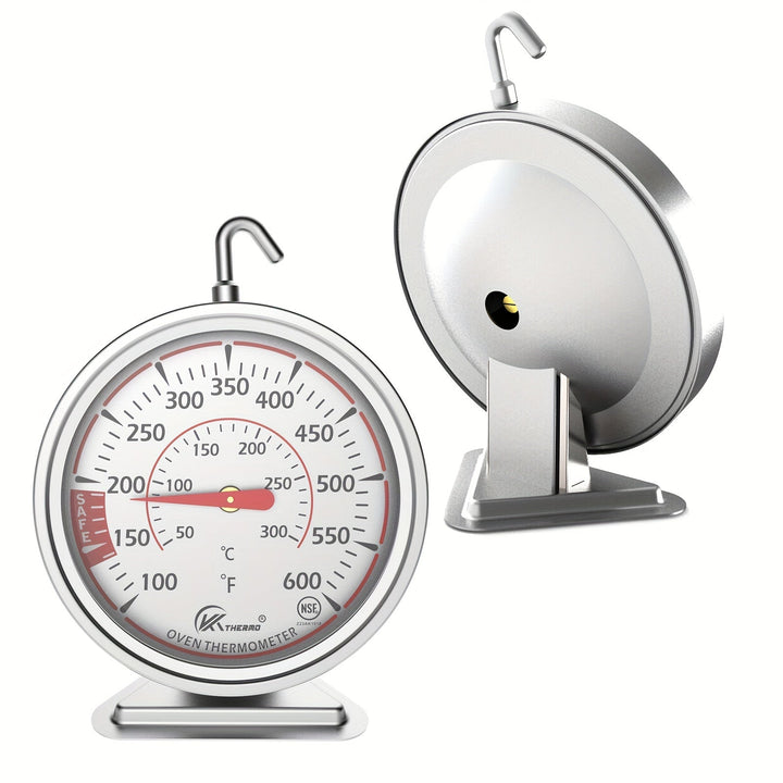 Termómetro de Horno de Precisión KT THERMO - Esfera Grande de Acero Inoxidable de 6.99cm, Rango de 100-600°F/50-300°C, Gancho Giratorio de 360° para Colgar o Poner de Pie Fácilmente, Ideal para Hornear, BBQ, Cocinar Carne - Regalo Perfecto para Fiestas y