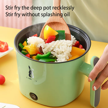 Mini estufa eléctrica con control de temperatura dual, sartén de viaje antiadherente para fideos, estufa, arroz - 1-3 personas, verde, enchufe estadounidense, 110V, electrodoméstico portátil, olla versátil, moderna, duradera.