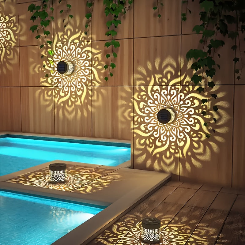 Linterna Solar para Valla Exterior - Lámpara de Metal IP65, Ideal para Jardín/Pasillos/Paredes/Decoración del Hogar con 26 Ambientes Festivos