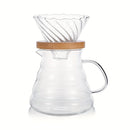 Juego de café artesanal, con espiral de vidrio con rayas diagonales y 20 filtros de papel V60