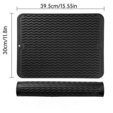 Almohadilla de drenaje grande para cocina de silicona con diseño ondulado, protector resistente al calor para encimera y estufa, tapete para secar platos, almohadilla de aislamiento térmico para ollas y sartenes, accesorio de cocina fácil de limpiar, pro