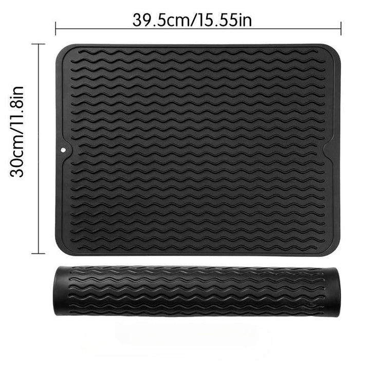 Almohadilla de drenaje grande para cocina de silicona con diseño ondulado, protector resistente al calor para encimera y estufa, tapete para secar platos, almohadilla de aislamiento térmico para ollas y sartenes, accesorio de cocina fácil de limpiar, pro