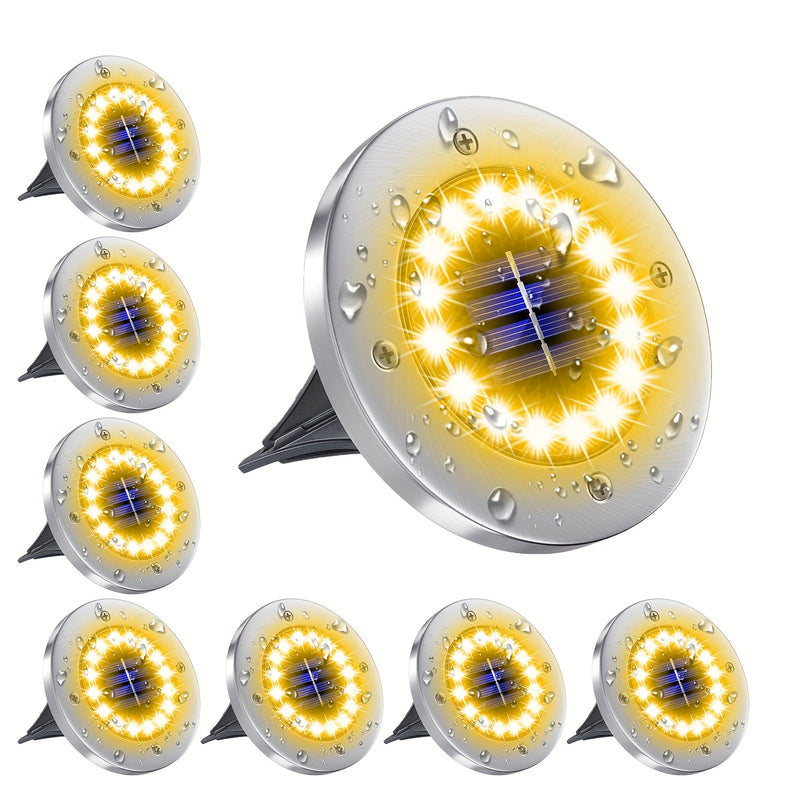 4/8/16 piezas de luces solares para tumbas con 16 LED, luces solares para jardín, camino, césped, entrada o pasillo