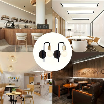 2 piezas de luz de pared semi-incluida de hierro forjado retro, estilo industrial, candelabro de satélite, luz de techo clásica para el hogar, base de bombilla E26/E27, iluminación multifuncional elegante de doble cabeza para dormitorio, estudio, cocina,