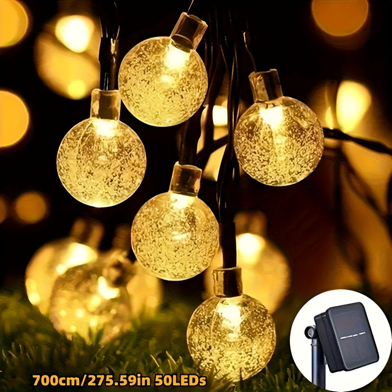 Luces solares de cuerda - 20/50/100 LED con 8 modos de iluminación, control de botón, plástico duradero, ideales para jardín, camping, fiestas, Navidad y decoración de patios, luces decorativas