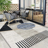 Alfombra de Terciopelo/853g/m² con Patrón Geométrico Abstracto para Jardín - Experiencia Lujosa de Camping, Suave y Antideslizante Lavable a Máquina, Diseño Moderno Grande para Uso Exterior