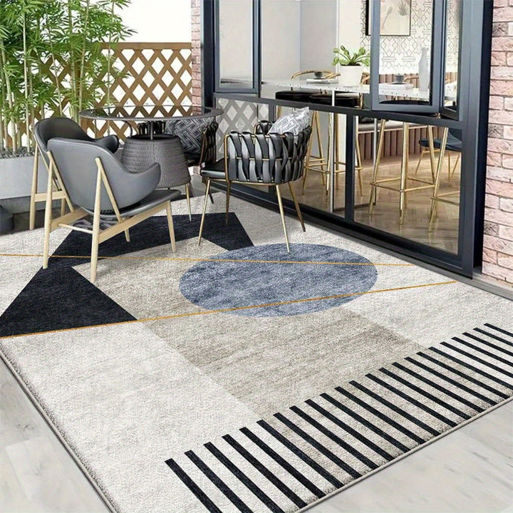 Alfombra de Terciopelo/853g/m² con Patrón Geométrico Abstracto para Jardín - Experiencia Lujosa de Camping, Suave y Antideslizante Lavable a Máquina, Diseño Moderno Grande para Uso Exterior