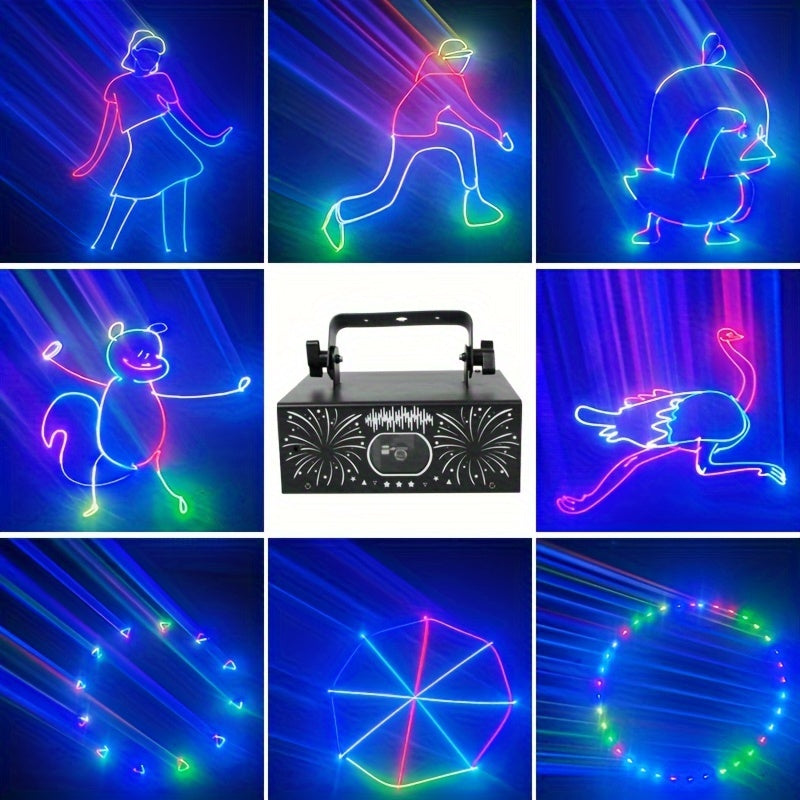 Luz de Animación de Haz RGB de 500mW con Control Remoto - Proyector Profesional para Fiestas de DJ y Escenario, Activado por Sonido, Ideal para Karaoke, Discotecas, Bodas, Halloween, Navidad y Decoraciones del Black Friday