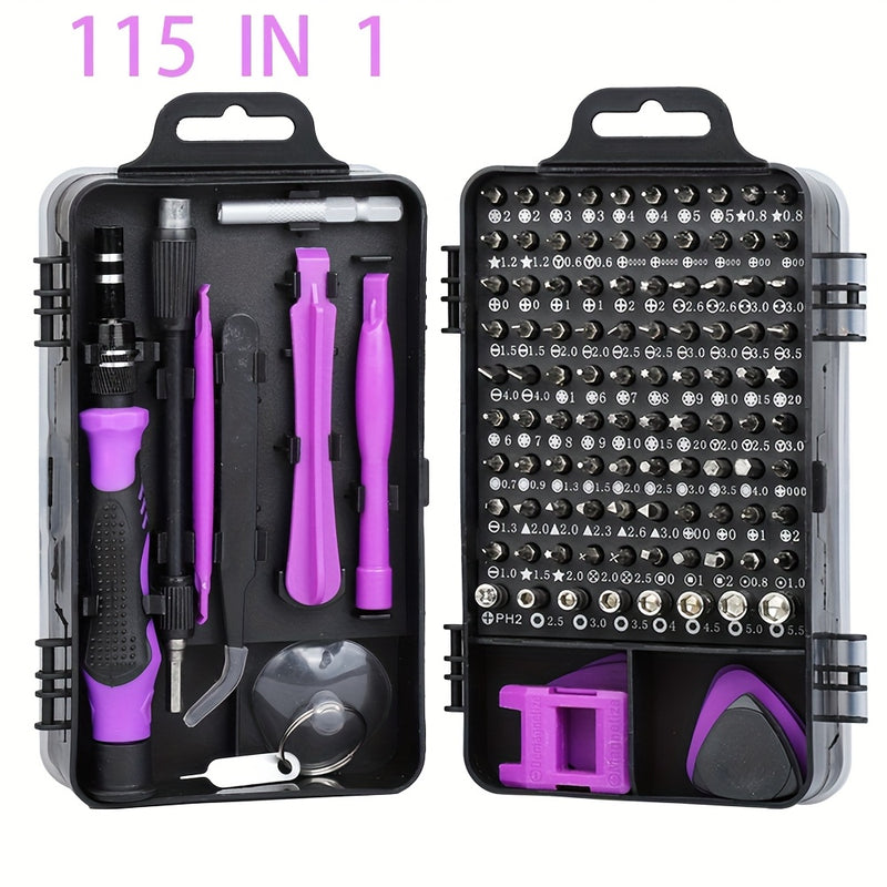 Juego de Destornilladores de Precisión 115 en 1, Kit de Herramientas para Reparación Electrónica con Bits Magnéticos Micro para iPhone, Computadora, PC, Portátil, Teléfono, Mac, Tableta, Bricolaje Doméstico, Consolas de Juegos, Gafas, Reloj, Timbre, etc