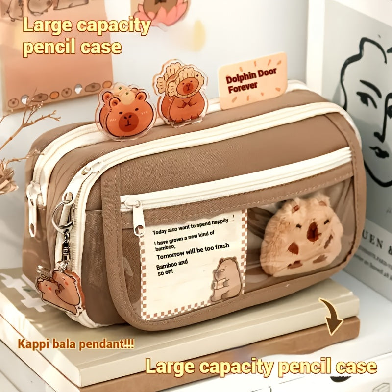 Estuche para lápices de capibara de gran capacidad de 7 piezas y 9 capas, incluyendo estuche para lápices. Muñecas, pegatinas