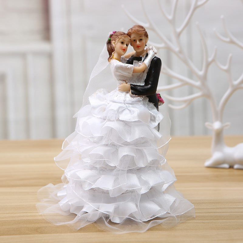 Figuras de novio y novia, artesanía de resina, decoraciones de boda clásicas, adornos de boda románticos, estatuas de miniatura de novio y novia, regalo de pareja, "No contacto con alimentos"