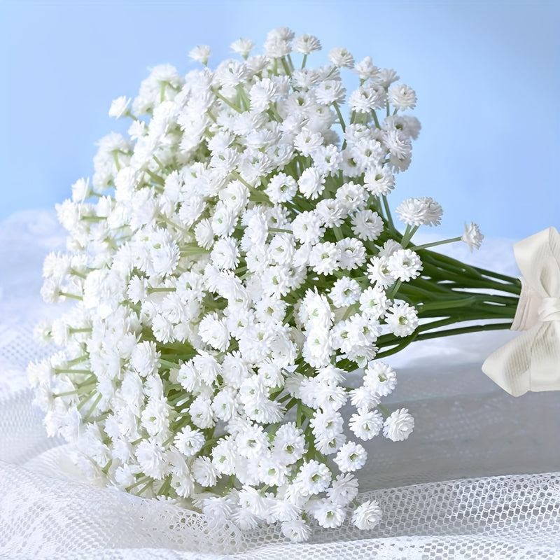 15 ramos de flores artificiales de gypsophila, 450 flores en total, tallos falsos de alta calidad con antioxidantes y textura realista, decoración para hogar, oficina, jardín, terraza, bodas y fiestas de compromiso, sin necesidad de electricidad o pilas