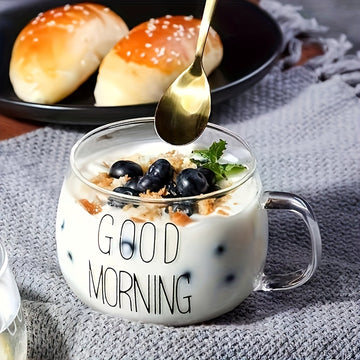 Taza de vidrio versátil - Resistente al calor, apta para microondas, ideal para café, jugo y leche - Regalo perfecto para familia y amigos
