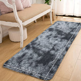 Alfombra de Pelo Largo Moderna de 1 Pieza, Alfombra Rectangular Gris Oscuro con Estampado Tie-Dye, Sin Desechos, Antideslizante, para Sala de Estar, Dormitorio, Decoración del Hogar