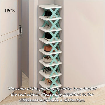 1 estante plegable para zapatos que ahorra espacio con diseño de doble fila para autocaravanas, baños y dormitorios - Plástico de PVC azul duradero, caja de almacenamiento compacta y portátil, organizador de almacenamiento de zapatos