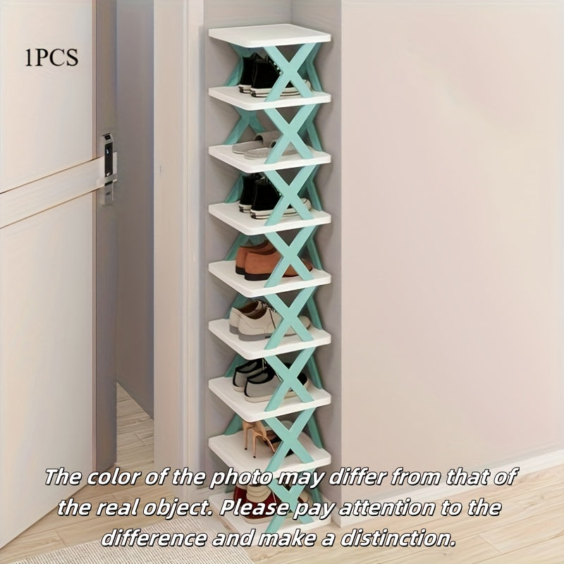 1 estante plegable para zapatos que ahorra espacio con diseño de doble fila para autocaravanas, baños y dormitorios - Plástico de PVC azul duradero, caja de almacenamiento compacta y portátil, organizador de almacenamiento de zapatos
