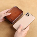 1 pza. billetera de cuero genuino para hombre, delgada, con bloqueo RFID, gran capacidad, múltiples ranuras para tarjetas, compartimentos con cierre, ideal para identificación, tarjetas de crédito, efectivo, regalo perfecto para Navidad, aniversario, cum