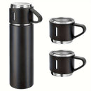 1 juego de tazas de vacío de acero inoxidable 304 para negocios, con 3 tapas, regalo portátil para exteriores.