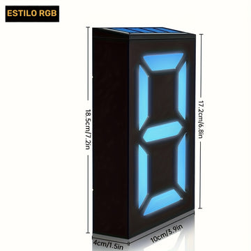 Luz de puerta LED solar Amaryllis - Señal de dirección digital de bricolaje con sensor de movimiento, acabado pulido, montaje semienterrado, incluye hardware de instalación, ideal para jardín exterior, porche y patio, batería de níquel, luz LED de cinta