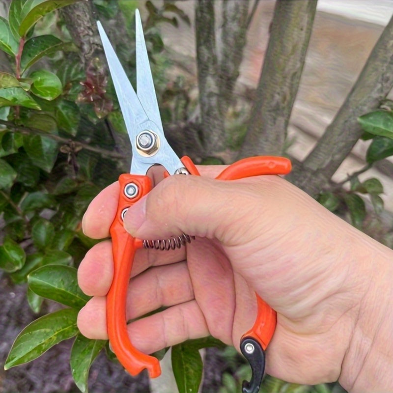 2 piezas de tijeras de poda modernas para jardinería, tijeras de hierbas, tijeras de poda de flores, tijeras de plantas interiores, ligeras, ergonómicas, hojas de acero al carbono de alta calidad, gancho de seguridad con cierre fácil, hermosas y estética