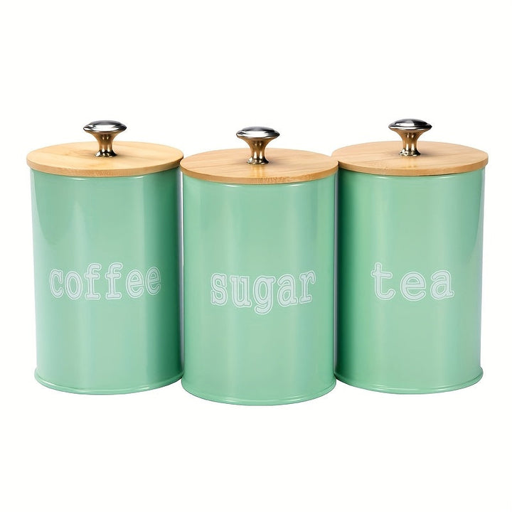 Juego de 3 recipientes de almacenamiento con tapa de bambú