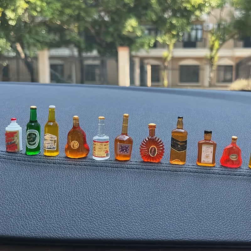 50 piezas de miniaturas de personajes de botellas de vino de resina mixta, plástico, para interiores y exteriores, varios tipos de habitaciones, no requiere electricidad, como decoración de automóviles, regalo ideal.