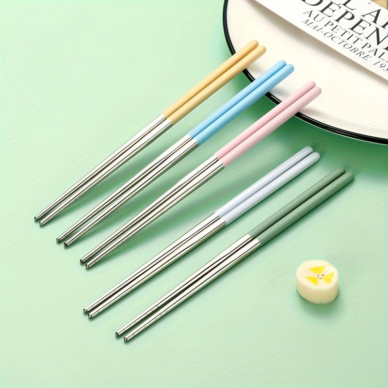 Palillos de Acero Inoxidable en Colores de Frutas Frescas y Macaron, Divididos para Comidas, Cocina de Hogar, Aleación Antideslizante y Antiescaldado, Un Palillo por Persona, Regalo del Día del Padre, Estudiantes, Oficina, Viajes al Aire Libre y Picnic