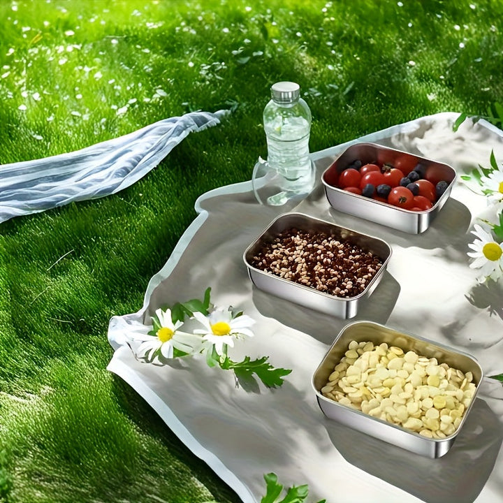 Juego de 20 Recipientes para Alimentos de Acero Inoxidable, Caja Multifuncional con 10 Contenedores + 10 Tapas Antiderrames Apilables, Reutilizable para Camping, Reuniones Familiares y Uso en Oficina o Escuela