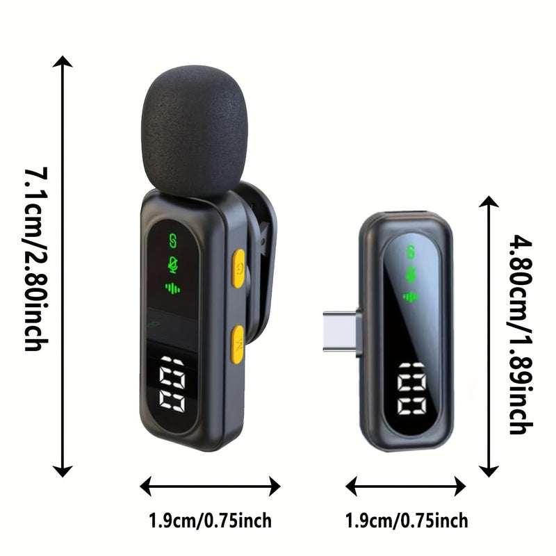 2025 Nuevo Micrófono Mini USB C para iPhone, Android y Cámara con Pantalla LED Utsund sin varillas de Solapa con Reducción de Ruido para Grabación de Video, Entrevistas, Vlogs y TikTok