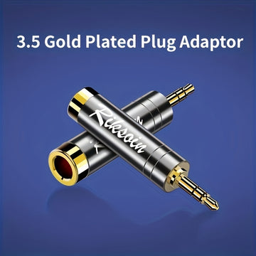 Adaptador de 3,5 mm a 6,5 mm de Riksoin, enchufe chapado en oro, reducción de ruido, accesorio musical universal para guitarra, piano digital, micrófono, altavoces, amplificador, aleación, gris, sin alimentación.