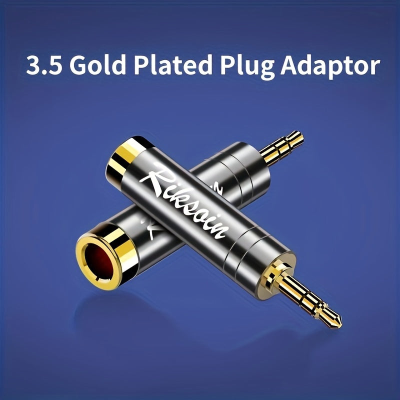 Adaptador de 3,5 mm a 6,5 mm de Riksoin, enchufe chapado en oro, reducción de ruido, accesorio musical universal para guitarra, piano digital, micrófono, altavoces, amplificador, aleación, gris, sin alimentación.