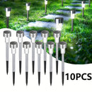 10 piezas de luces LED solares, luces de poste de acero inoxidable para exteriores, adecuadas para patio, césped, camino, terraza, entrada y jardín, decoraciones de fiestas, mejor elección para regalos festivos.